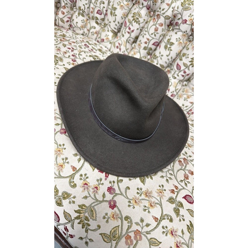Scala Classics Wool Felt Fedora Hat Outback Style - Olive Brown